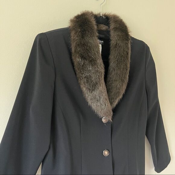 Positive Attitude Black Button Down Faux Fur Blazer Jacket Size 14 Petite - Picture 4 of 7
